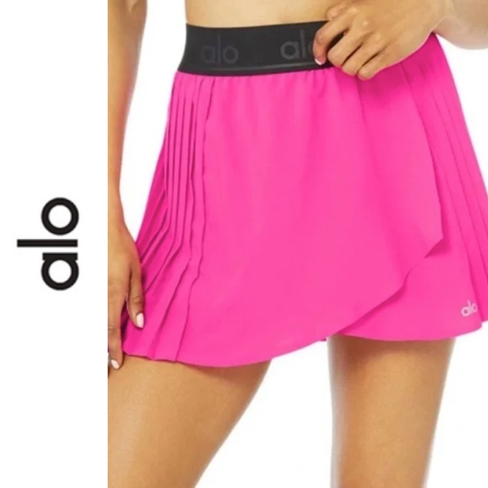 ALO Yoga Hot Pink Pleated Skater Skirt